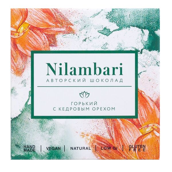 Шоколад горький Nilambari с кедровым орехом, 65г