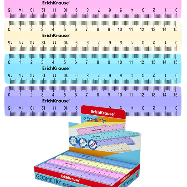 Линейка ErichKrause Pastel пластиковая, 15 см, в ассортименте