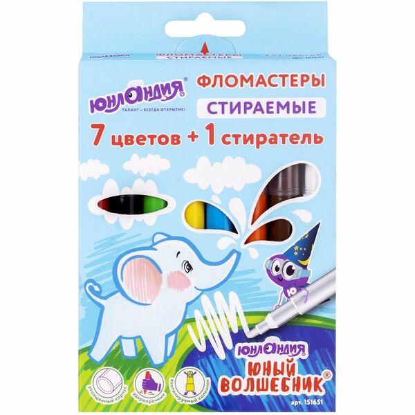 Фломастеры Юнландия 151651, 7+1 цветов