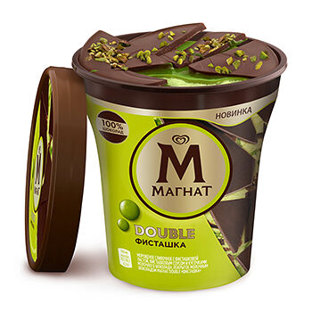 Мороженое сливочное Double «Фисташка», «Магнат», 300 г, Россия, БЗМЖ