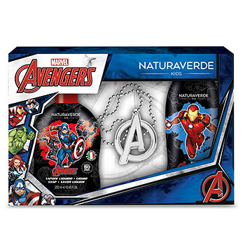 Набор подарочный Marvel Avengers: шампунь-гель для душа, жидкое мыло, цепочка, Naturaverde Kids, 2*250 мл, Италия