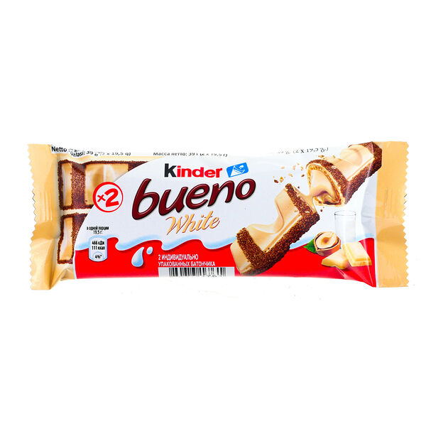 Вафли в белом шоколаде Kinder bueno white с молочно-ореховой начинкой