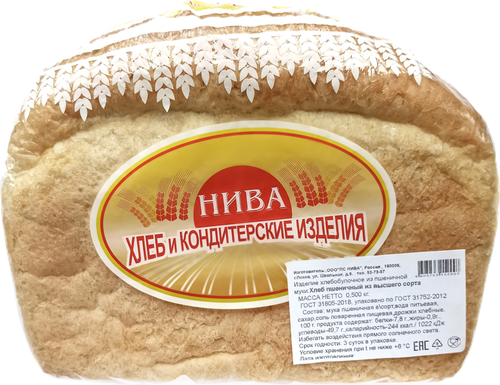 

Хлеб ПС НИВА Пшеничный, высший сорт, 500г