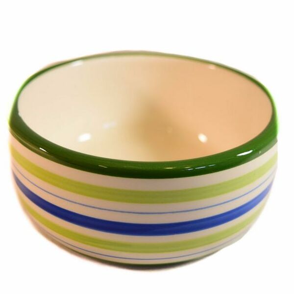 Petmax Миска в полоску 200мл 11см зеленая керамика