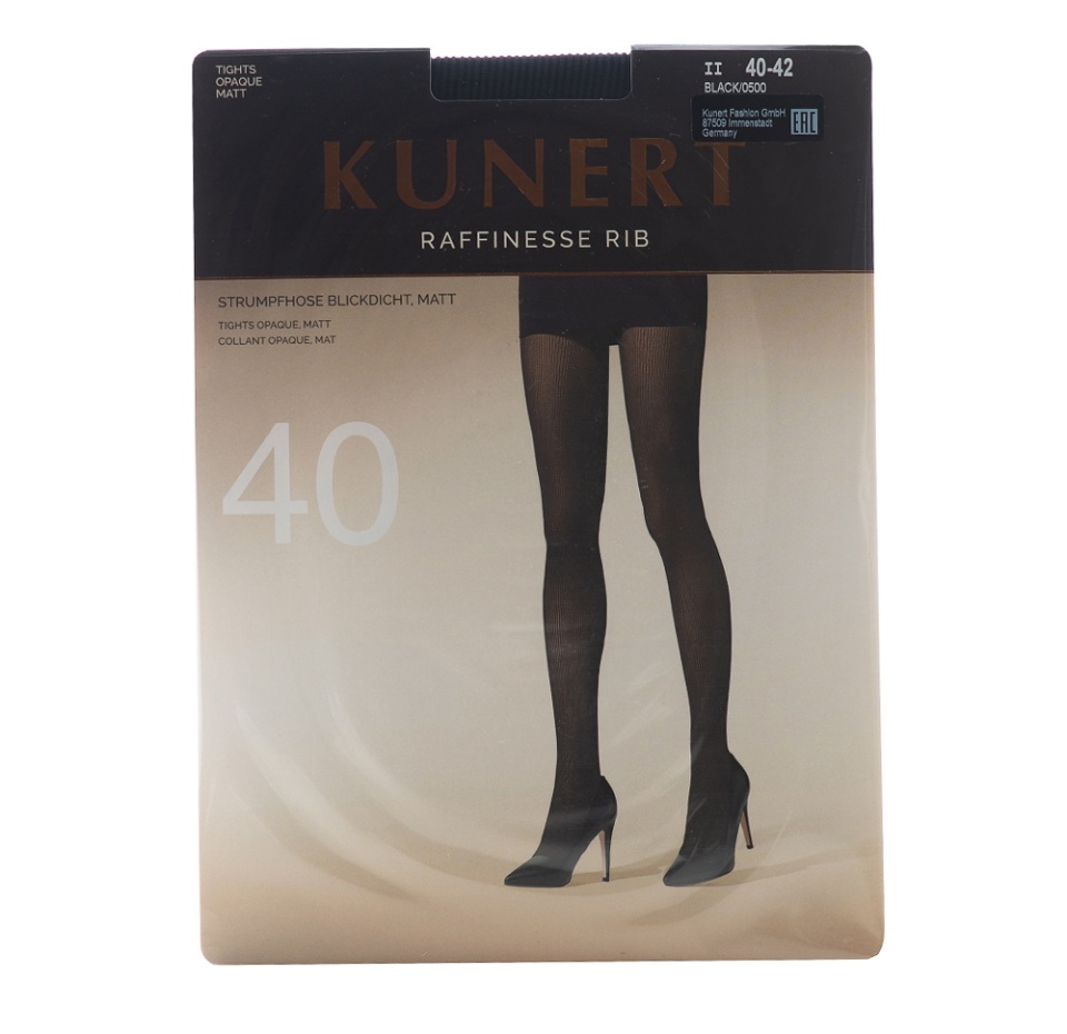 

Колготки женские Kunert-Hudson Raffinesse Rib цвет черный 40 den, размер 2