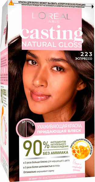 Краска-уход для волос без аммиака L'Oreal Paris Casting Natural Gloss, оттенок 223, Эспрессо, 180 мл