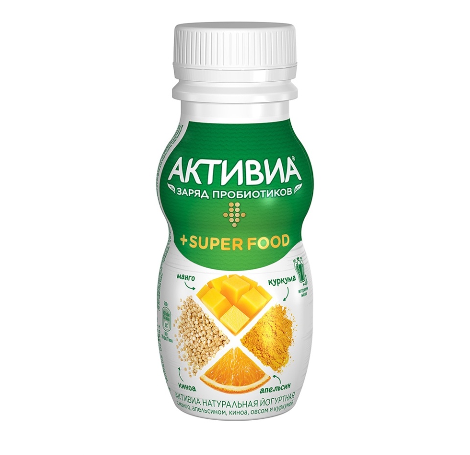 

Биопродукт кисломолочный йогуртный Активиа Super food с манго, апельсином, киноа, овсом и куркумой 200 г