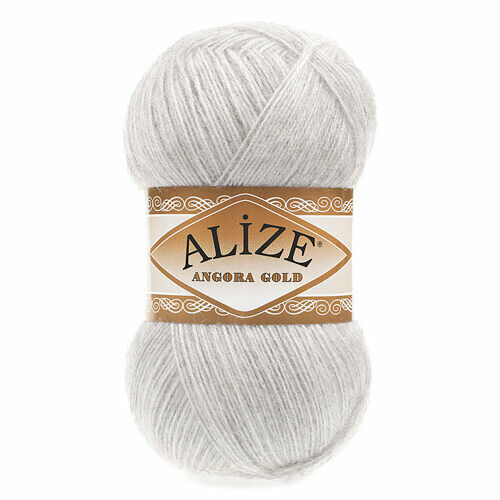 Пряжа ALIZE 'Angora Gold' 100гр. 550м (80%акр, 20%шерсть) ТУ(208 светло-серый меланж)