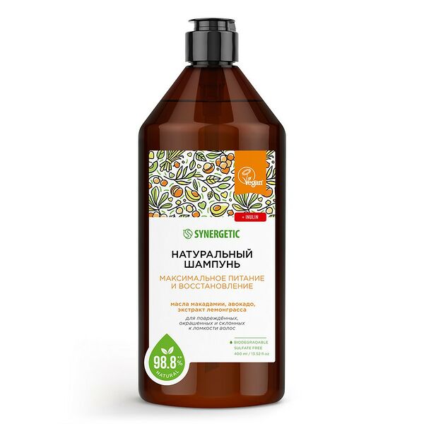 Бессульфатный шампунь Synergetic Максимальное питание и восстановление, 400 мл