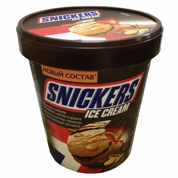 Мороженое сливочное Snickers с пастой из арахиса 8.5%, 340г