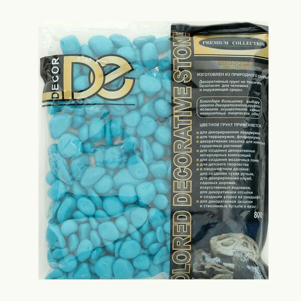 Камни декоративные DECOR DE Галька цветная, бирюзовая, фр 8-12 мм 