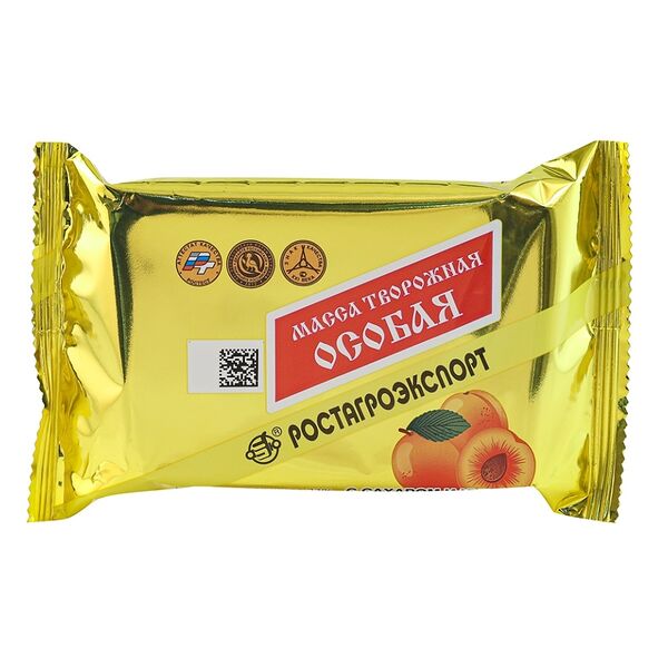 Масса творожная Ростагроэкспорт с сахаром и курагой 23% 180 г