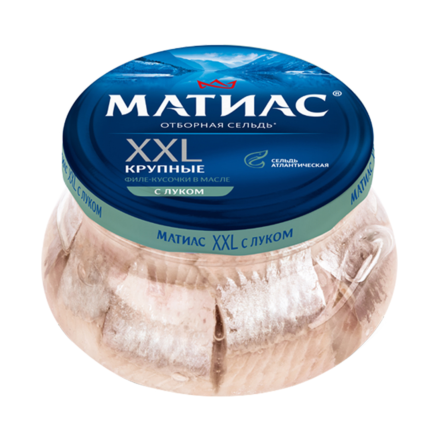 

Сельдь атлантическая отборная Матиас XXL Филе-кусочки с луком в масле 260 г