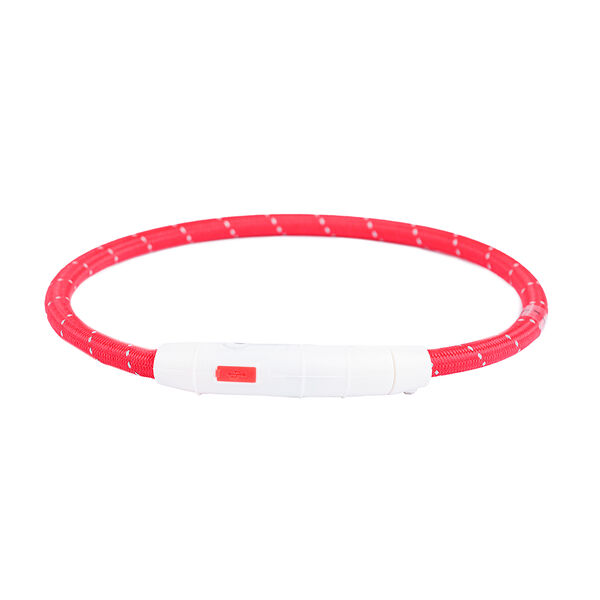 Ошейник для собак средних пород светящийся круглый красный 45 см