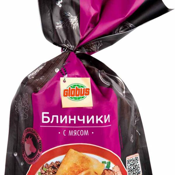 Блинчики замороженные Глобус с мясом