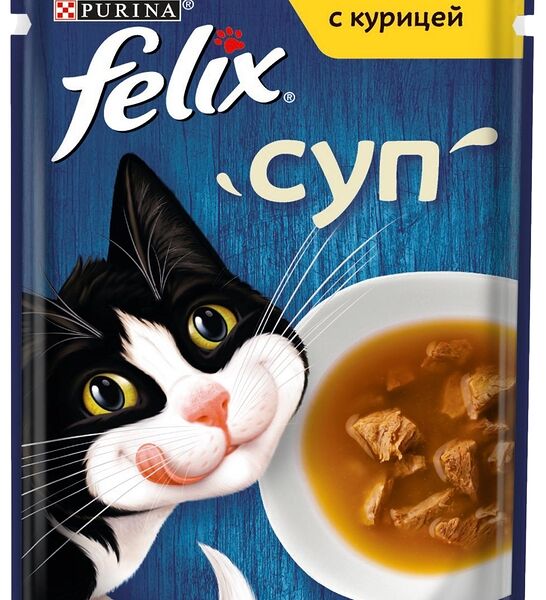 Felix Soup пауч для кошек, кусочки в соусе, курица
