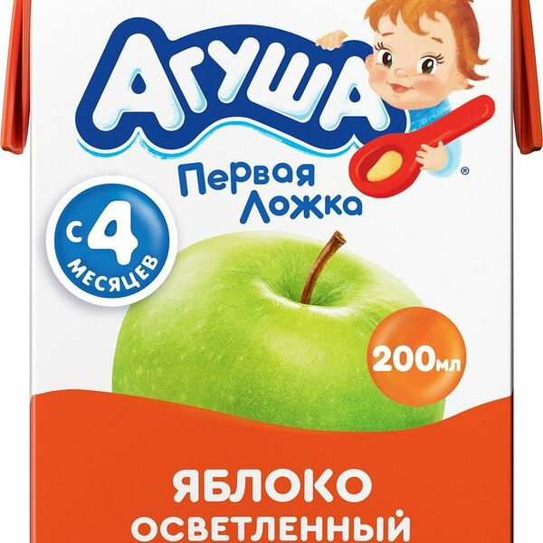Сок Агуша Яблоко осветленный с 4 мес. 200мл