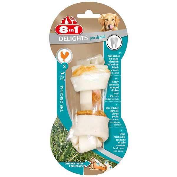Лакомство для собак Dental Delights Pro Dental 8in1 XS Косточки с куриным мясом для мелких собак с минералами 