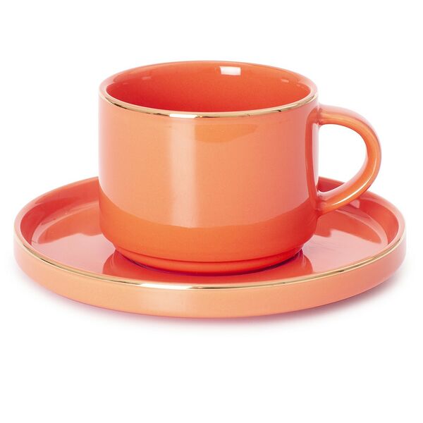 Чайная пара Domenik Coral Gold, 200 мл, фарфор