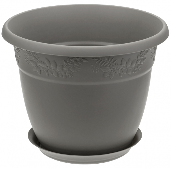 Кашпо с поддоном Рябина, цвет: французский серый 280 мм