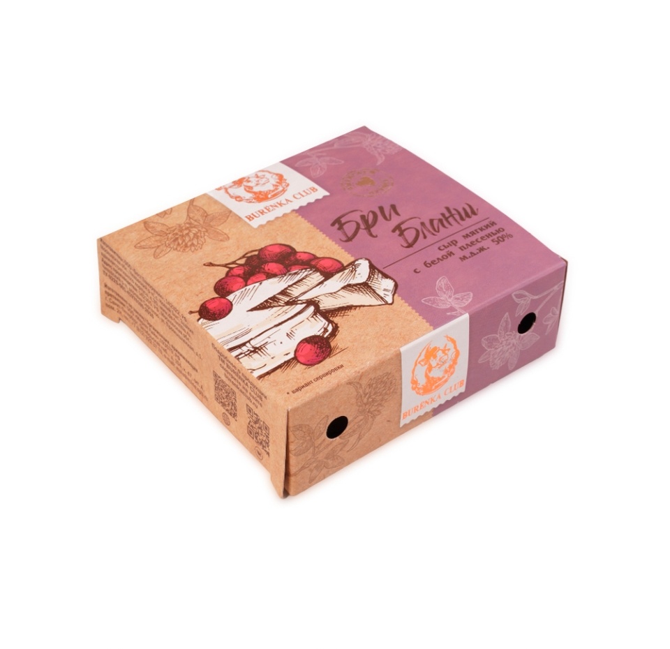 

Сыр мягкий бри бланш 50%, Burenka Club, 125 г, Россия, БЗМЖ