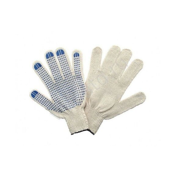 Перчатки хлопчатобумажные, 4 нити, 7,5 класс, с ПВХ точками, белые