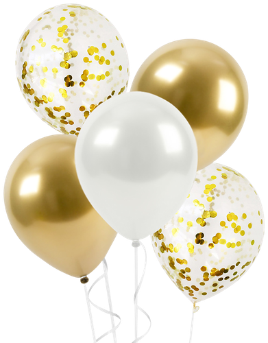 Шар воздушный Gold, дизайн в ассортименте, 5шт