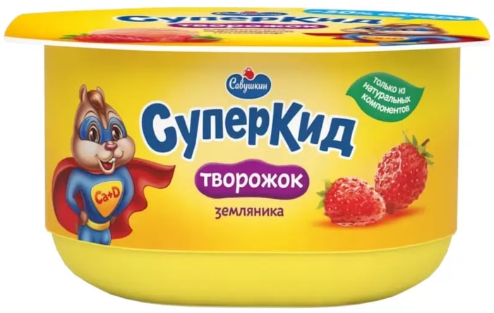 

Творожок СуперКид земляника 3,5%, 110 г