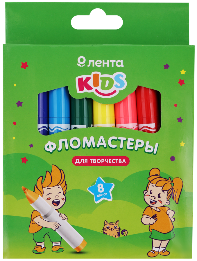 

Набор фломастеров ЛЕНТА KIDS 8 цветов, 8шт