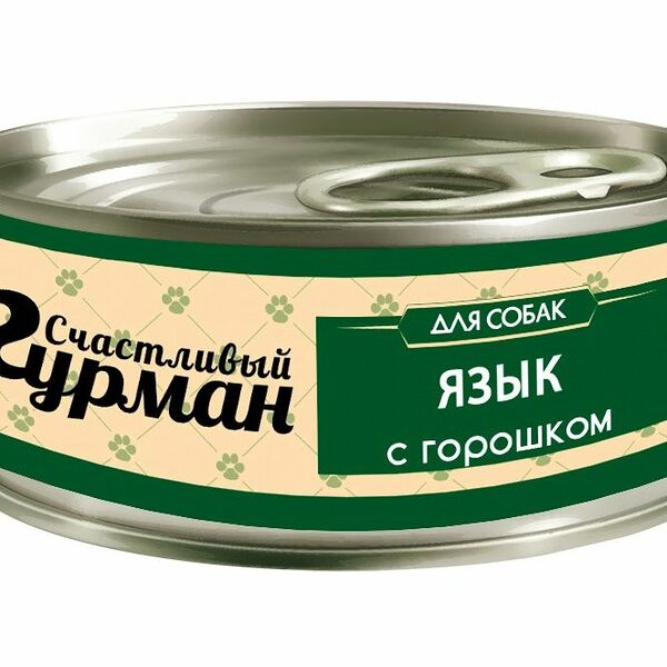 Корм для собак СЧАСТЛИВЫЙ ГУРМАН Мясное ассорти с языком и горошком конс.100г