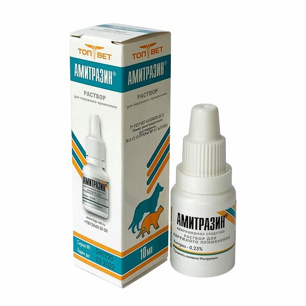 Капли ушные ТОП-ВЕТ Амитразин, 10мл