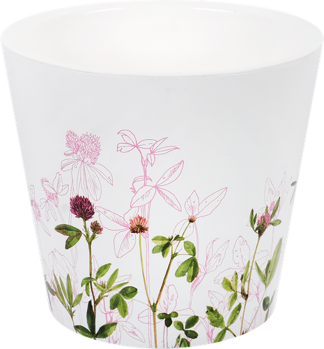 Горшок для цветов c дренажной вставкой INGREEN London Deco 1л d=12,5см, дизайн луговая трава, Арт. IG156210568