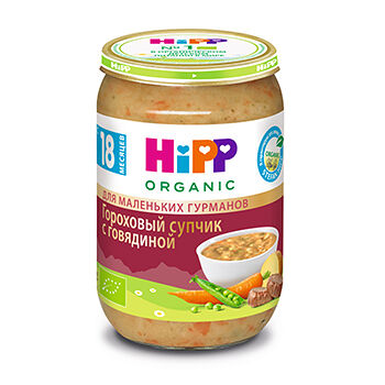 Крем-суп детский HiPP Organic Гороховый с говядиной с 18 месяцев