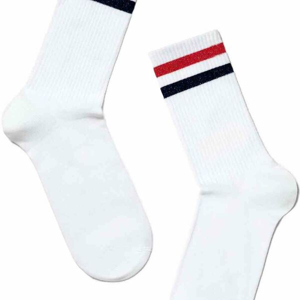Носки женские Conte Active с полосками из люрекса цвет: белый/красный/синий размер: 25 (38-39)