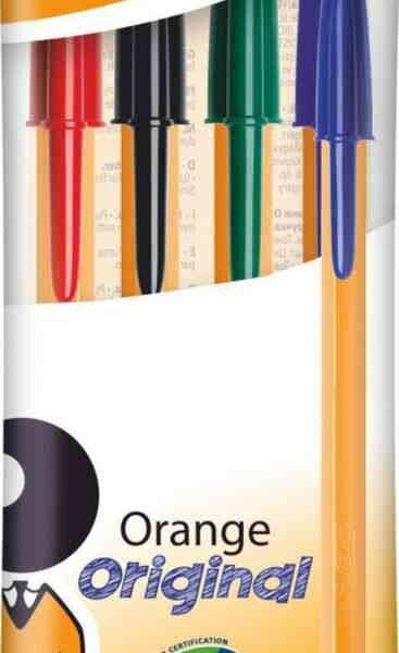 Набор шариковых ручек BIC Orange Original Fine синий, черный, красный, зеленый