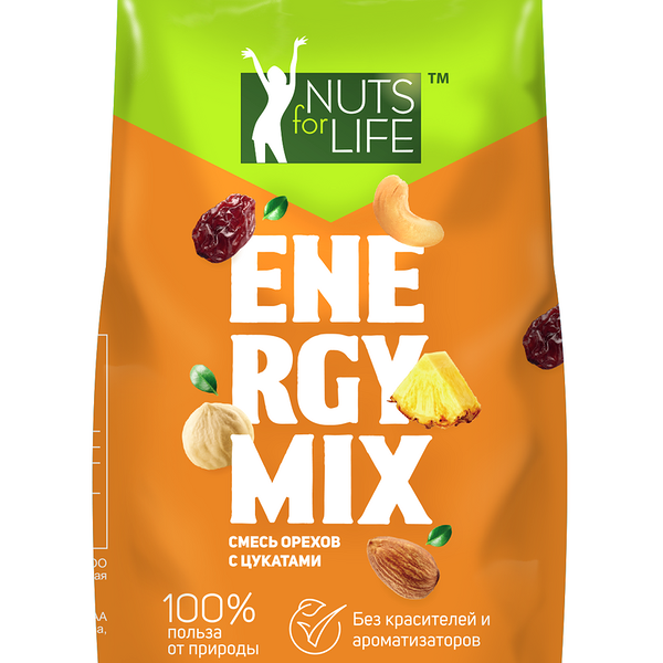 Смесь орехов Nuts for Life Energy mix с цукатами