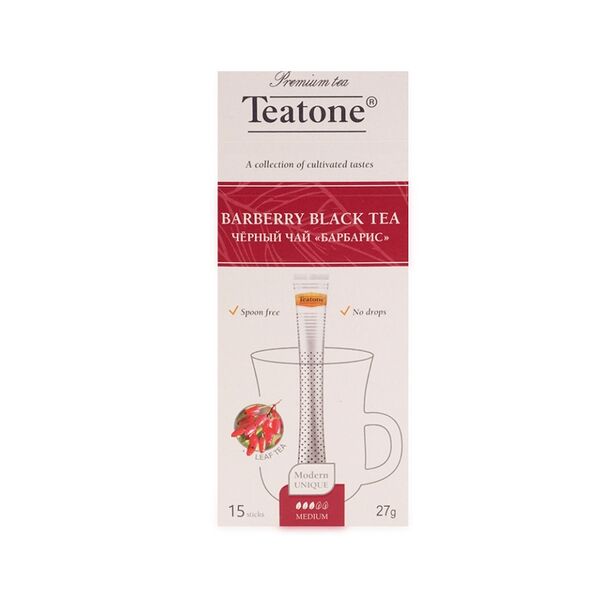 Чай чёрный с ароматом барбариса, Teatone, в стиках, 15 шт.*1.8 г, Россия