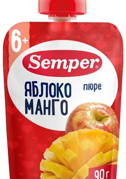 Пюре Semper Яблоко манго с 6 месяцев 90г