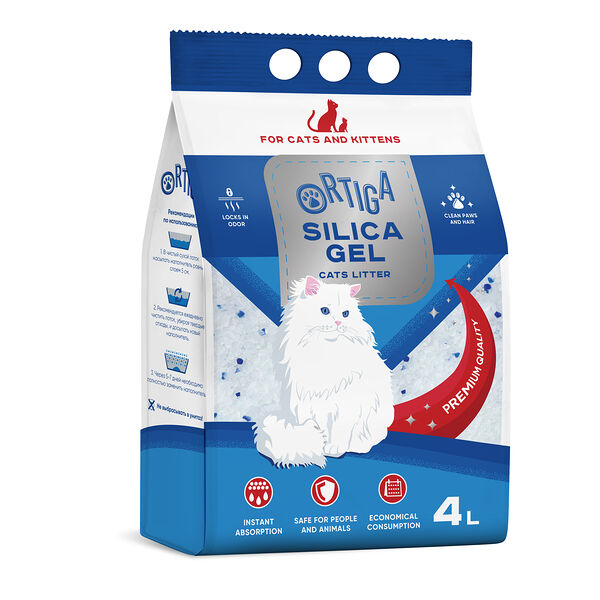 Наполнитель Ortiga силикагелевый впитывающий 1.7 кг., 4 л