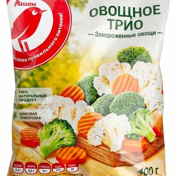 Смесь овощная АШАН Красная птица Трио замороженная
