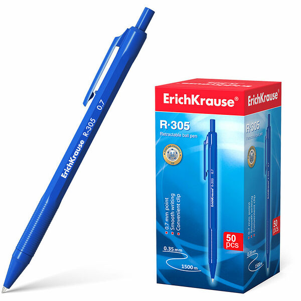 Ручка шариковая R-305 синяя ТМ Erich Krause (Эрих Крауз)