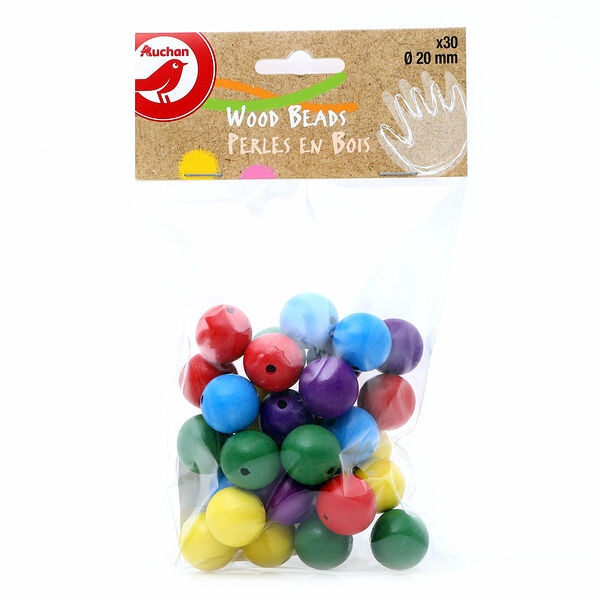 Бусины деревянные АШАН Красная птица разноцветные, 20 мм