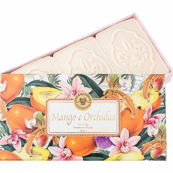 GOURMANDISE Набор натурального парфюмированного мыла Манго и орхидея 3х125 г