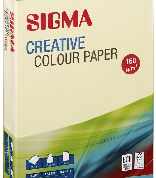 Бумага цветная Sigma А4 желтый интенсив 100 листов, 80 г