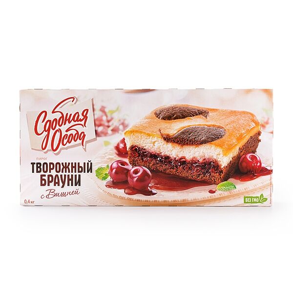 Пирог Сдобная особа Творожный брауни с вишней