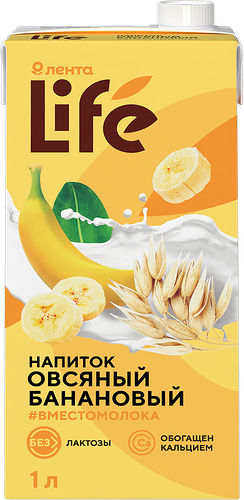 Напиток растительный ЛЕНТА LIFE Овсяный, банановый, 1л