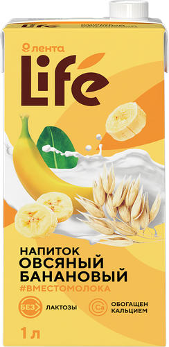 

Напиток растительный ЛЕНТА LIFE Овсяный, банановый, 1л