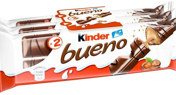 Вафли Kinder Bueno покрытые молочным шоколадом c молочно-ореховой начинкой 3шт*43г