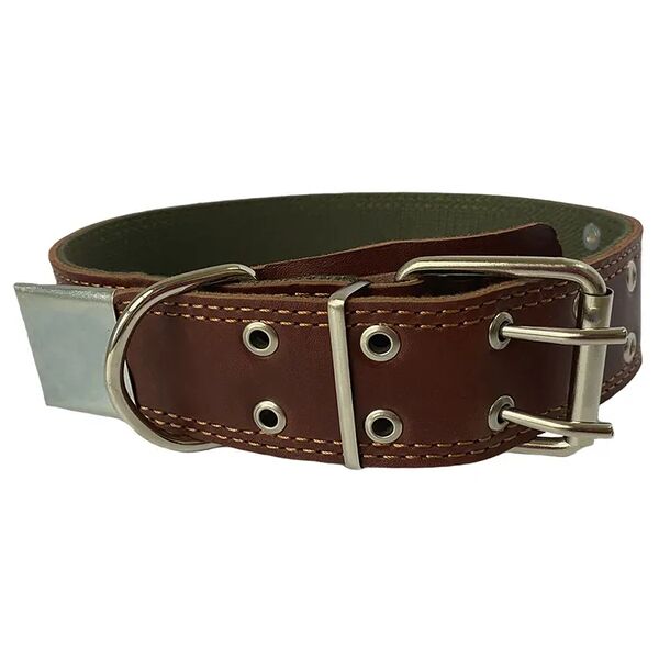 Ошейник №45 коричневый нат.кожа+брезент 45 мм х 49-67 см  GLOGIN FRAIS