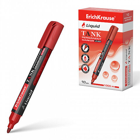 Маркер перманентный с жидкими чернилами  ErichKrause Liquid LP-600, красный 48771